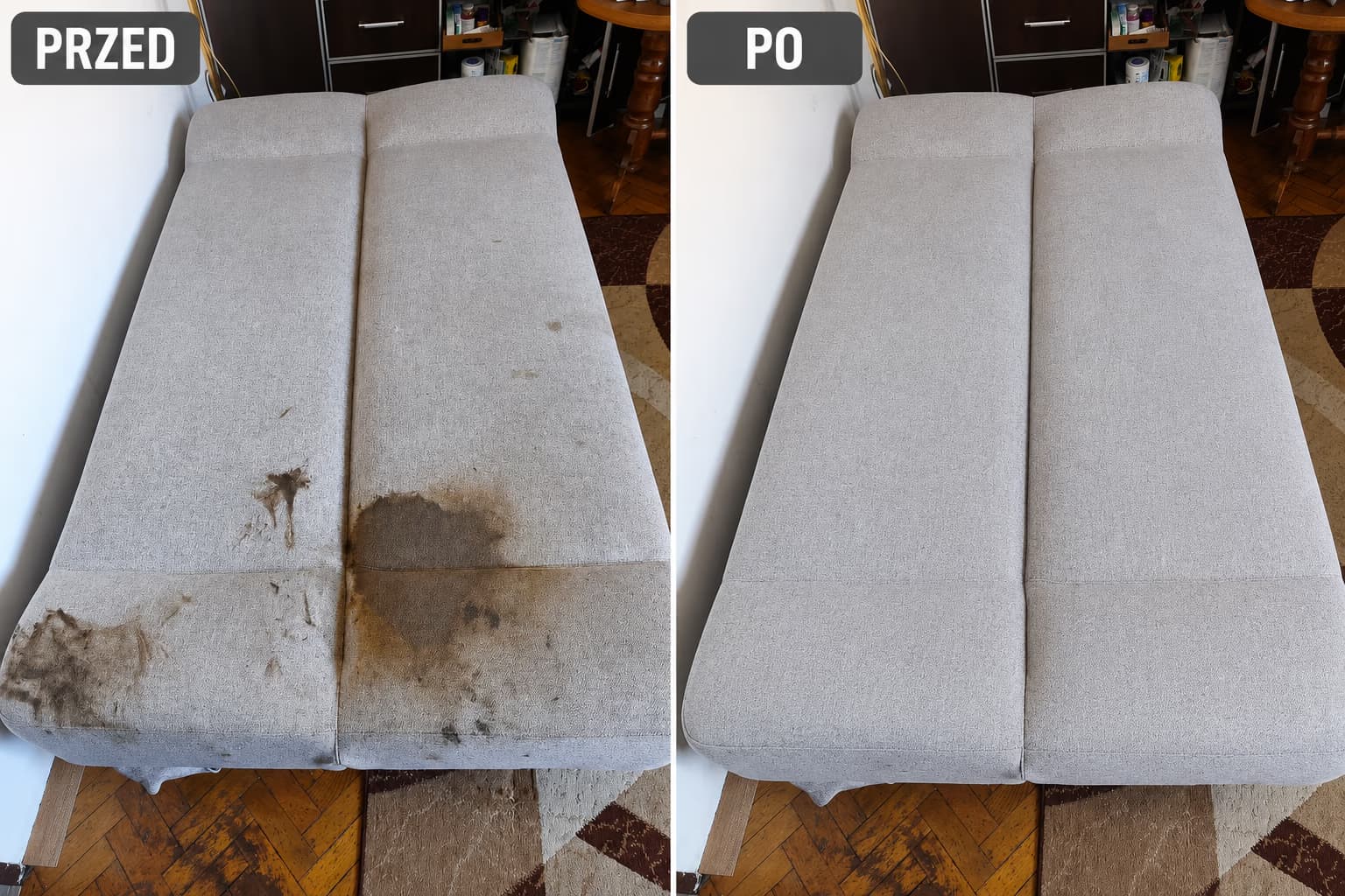 Pranie kanapy Wrocław przed i po