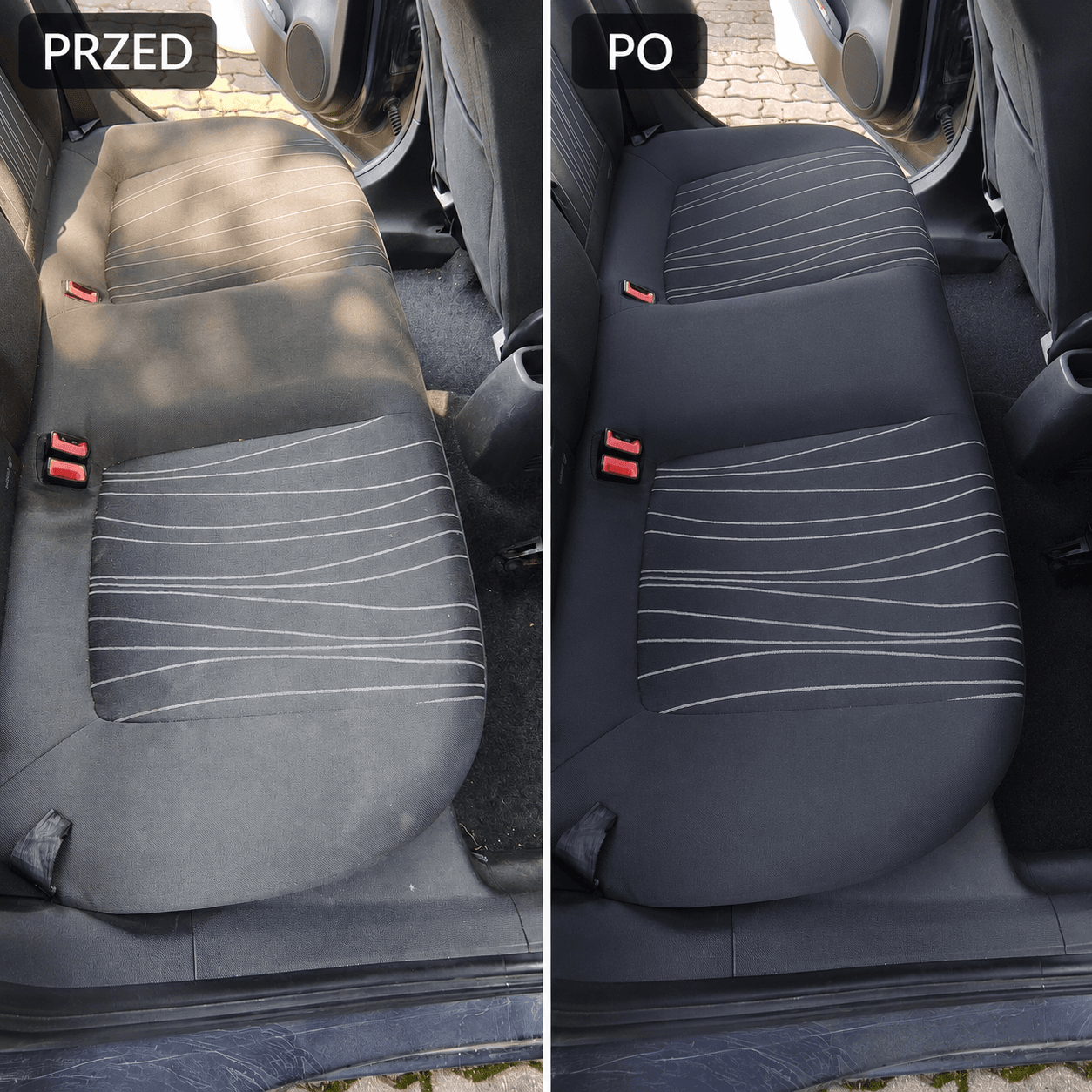 Pranie tylnej kanapy samochodowej Wrocław - przed i po